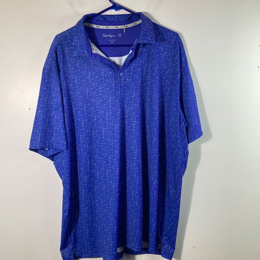Mens Walter Hagen II Golf Polo Shirt Short Sleeves Golf Clubs Graphic 2XL Blue W